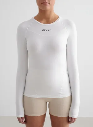 Non cuffed edge White Soft Basic Long Sleeve