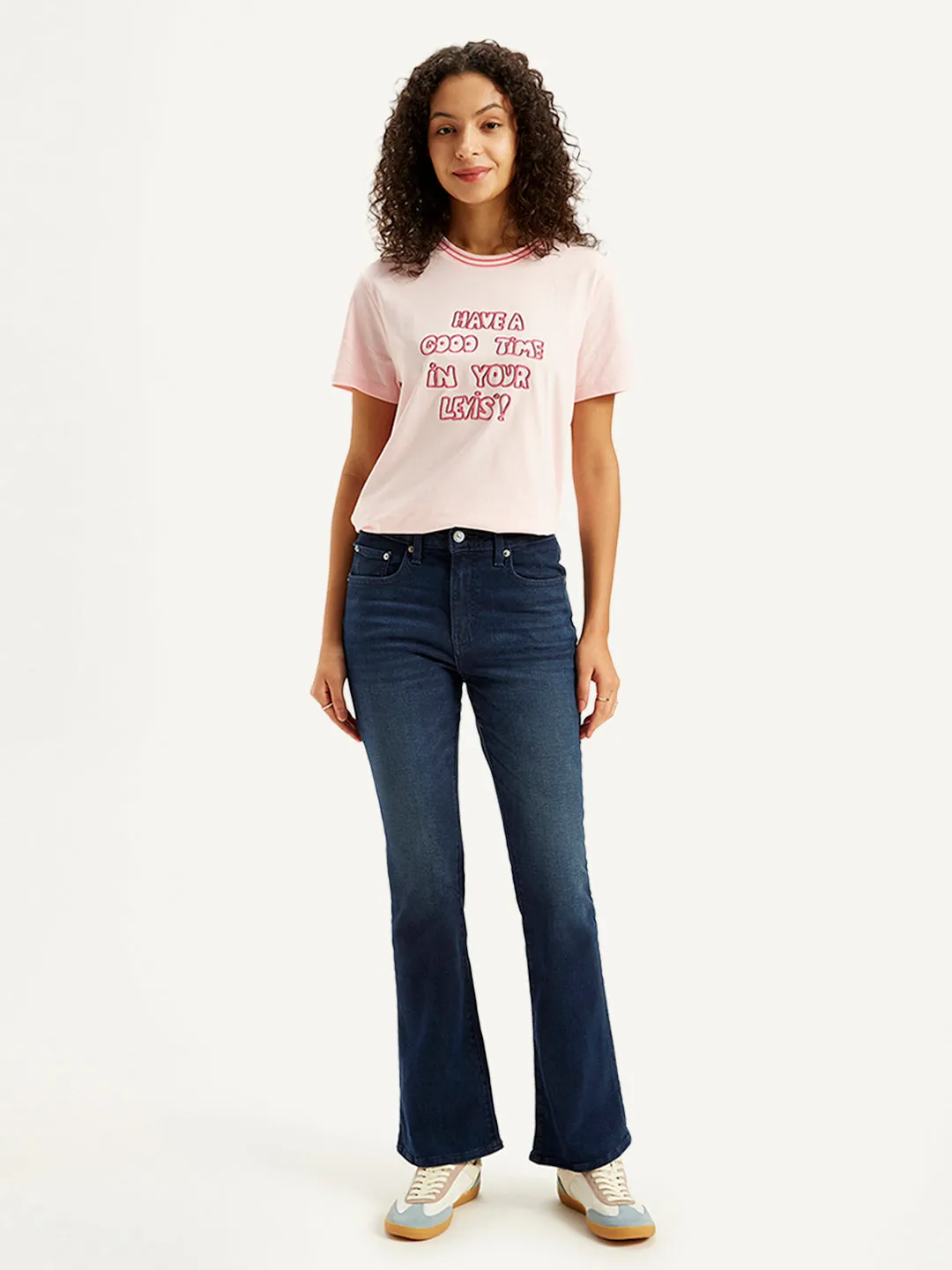Women's 725 Blue Flared Fit High Rise Jeans Simple Utility