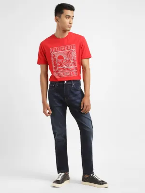 Men's 512 Dark Blue Slim Tapered Fit Mid Rise Jeans Loose Smooth Shopping Day