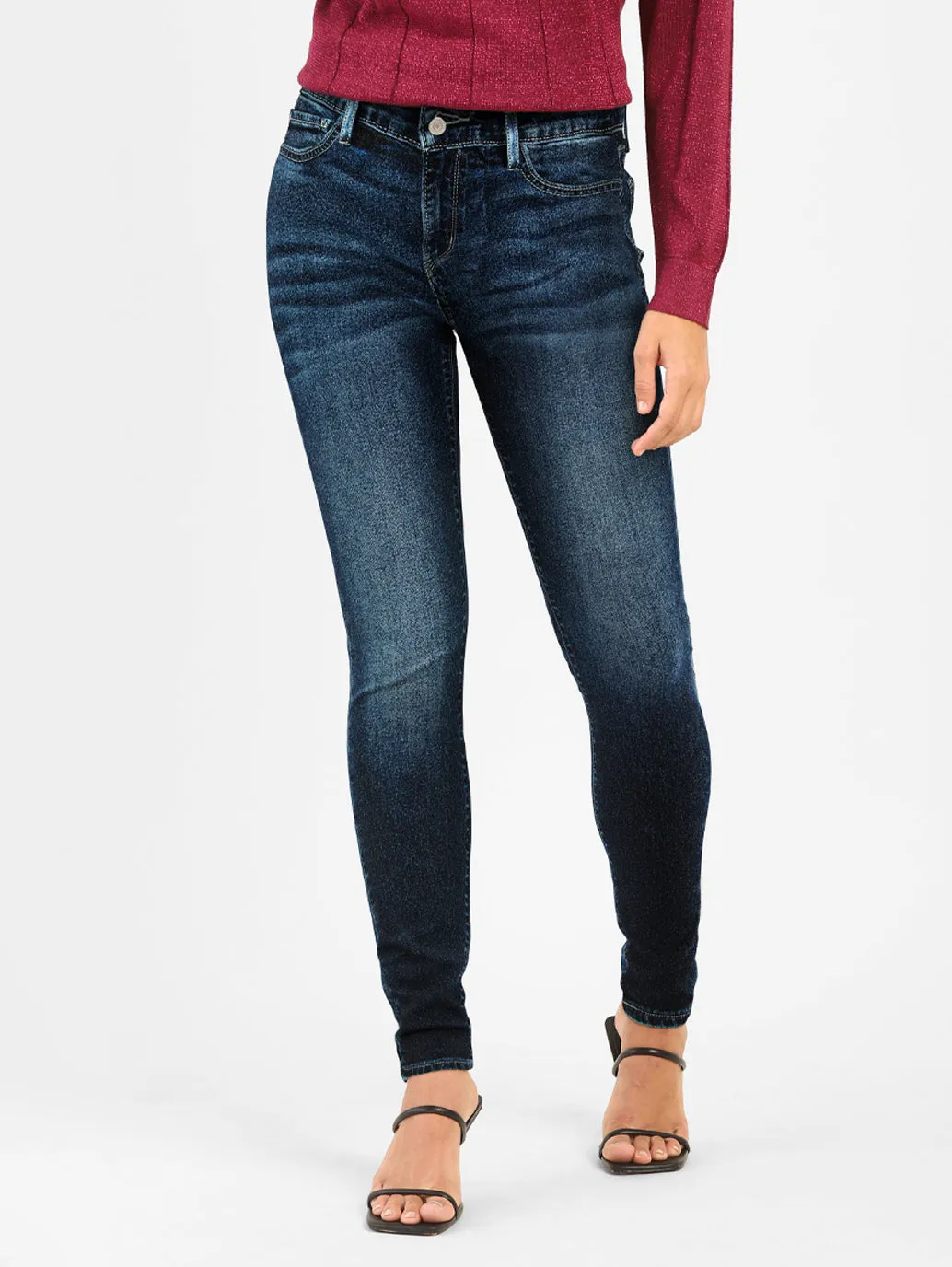 Women's 710 Blue Skinny Fit Mid Rise Jeans Casual Friday Classic Stylish Casual