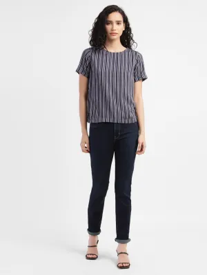 Women's 724 Blue Straight Fit High Rise Jeans No Fuss Wear
