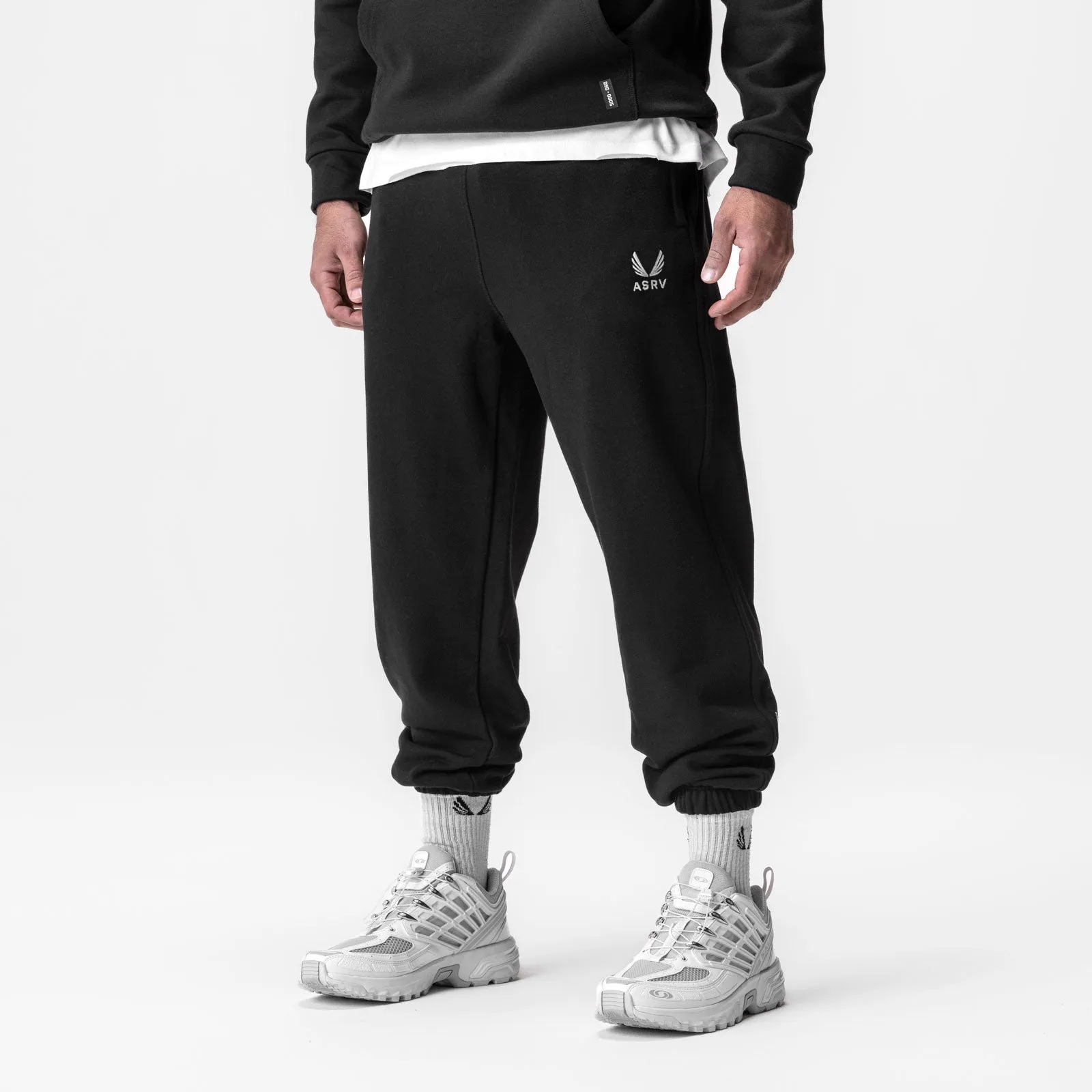 0655. Tech-Terry? Oversized Sweats - Black "Emblem" Reflective accents