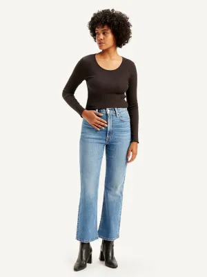 Women's Blue Ribcage Cropped Bootcut Fit High Rise Jeans Timeless Option
