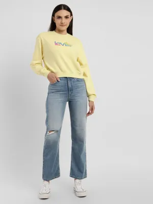 Women's Blue Ribcage Straight Fit High Rise Jeans Popular Style All Day Wear