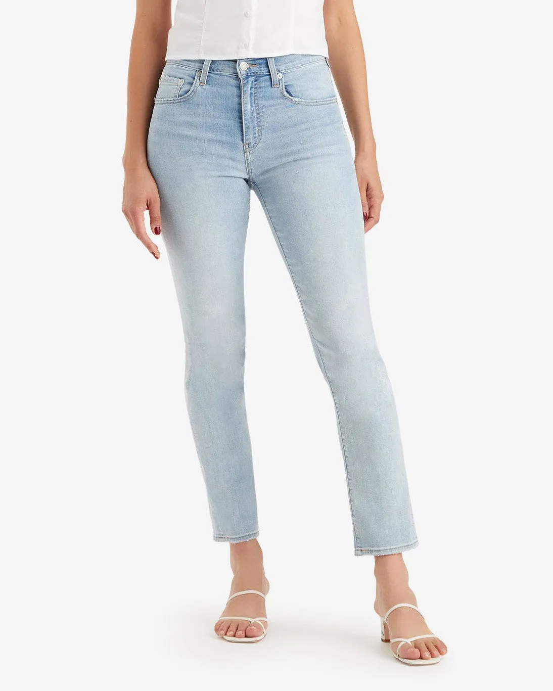 Levi's? Womens 724 Performance Cool High Rise Straight Leg Jeans - Bright In Blue Beach Day Brunch Outfit Elegant