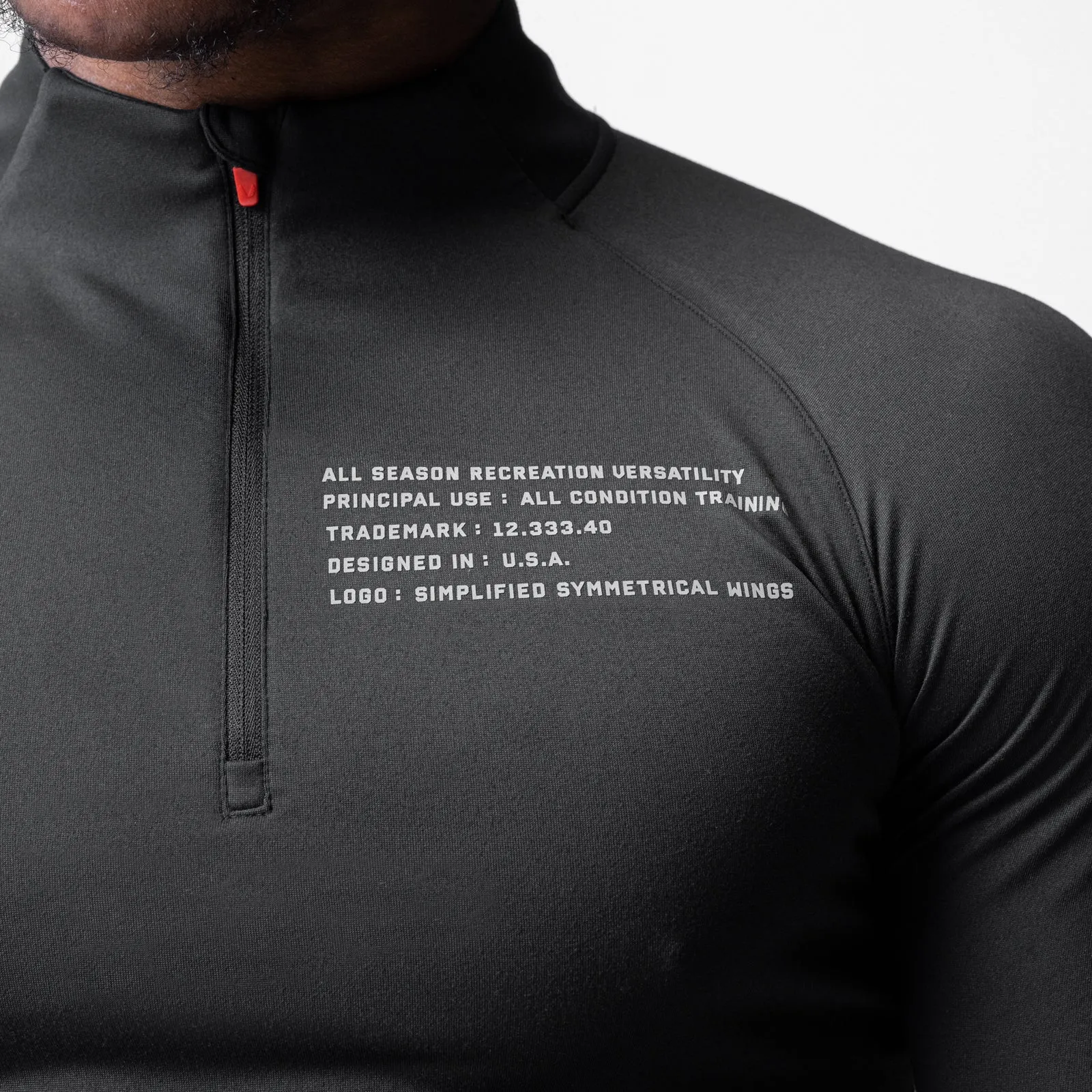 anti static 0725. Core Fitted Quarter Zip - Black