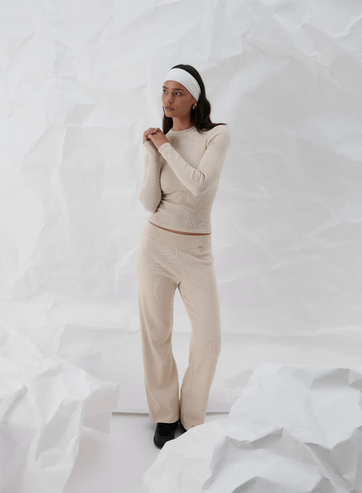 studded Island area Caf?? Au Lait Ribbed Wool Long Sleeve