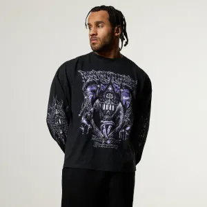 City Smart Travel Trend Look Vanquish Obsidian Black Angel Oversized Boxy Long Sleeve T Shirt
