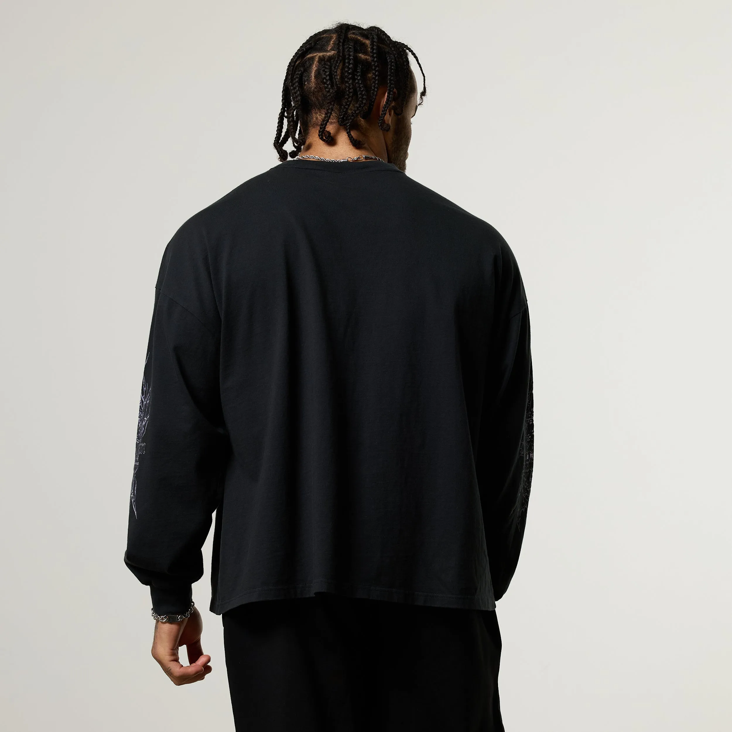 Vanquish Obsidian Black Angel Oversized Boxy Long Sleeve T Shirt Active Outfit Outdoor Sports