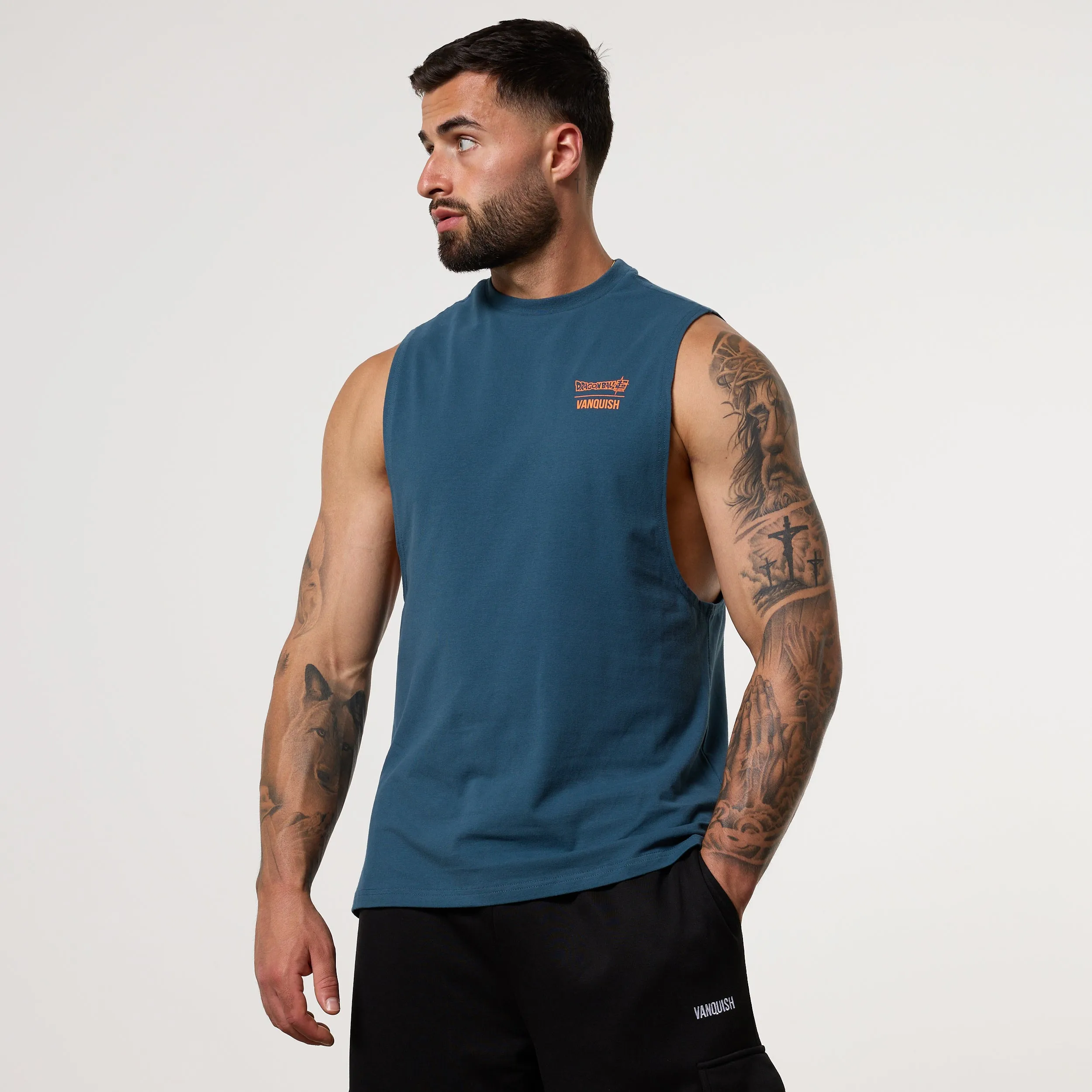 Vanquish DBS Gohan Blue Sleeveless T-Shirt ZeroDistressFinish Wide Neck Opening