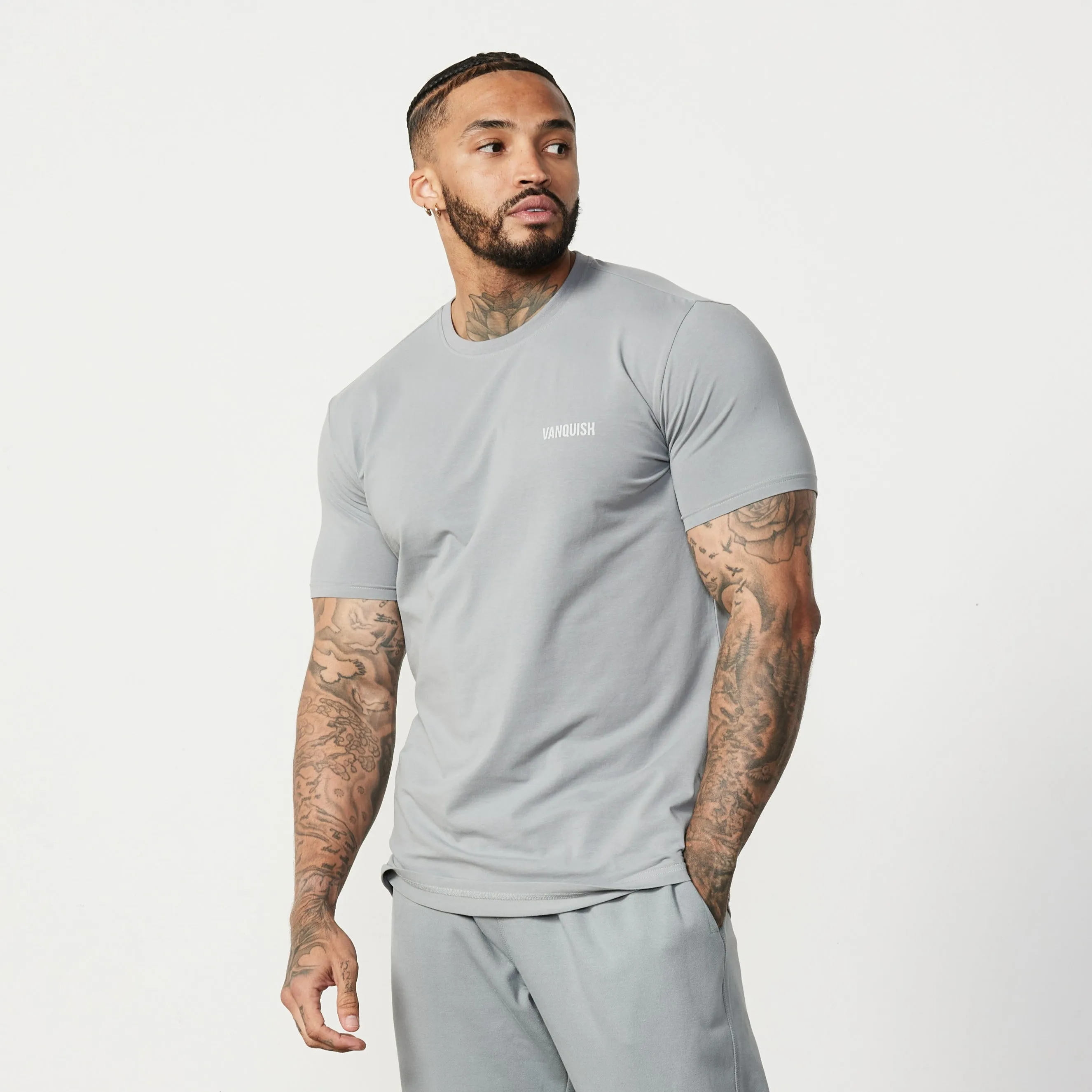 Fashionable Vanquish Essential Steel Grey Slim Fit Short Sleeve T Shirt