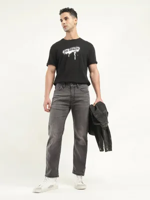 Men's 513 Charcoal Grey Slim Straight Fit Mid Rise Jeans Streetwear Fan Evening Stroll Elegant