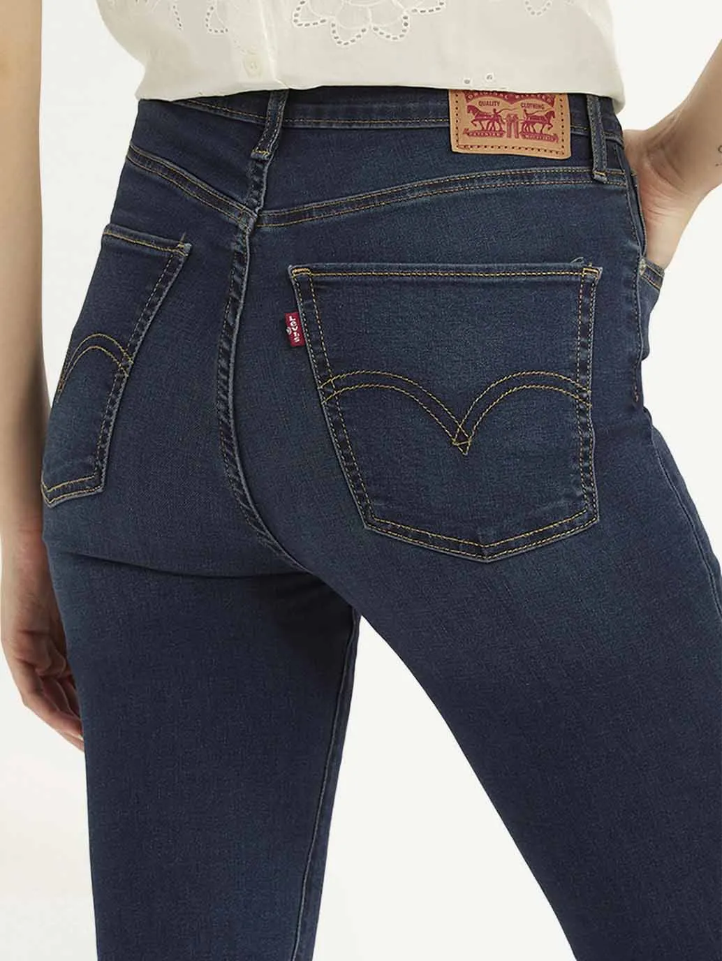 Women's Blue Mile High Skinny Fit High Rise Jeans Fit Ready Winter Warmth Student Outfit Textured