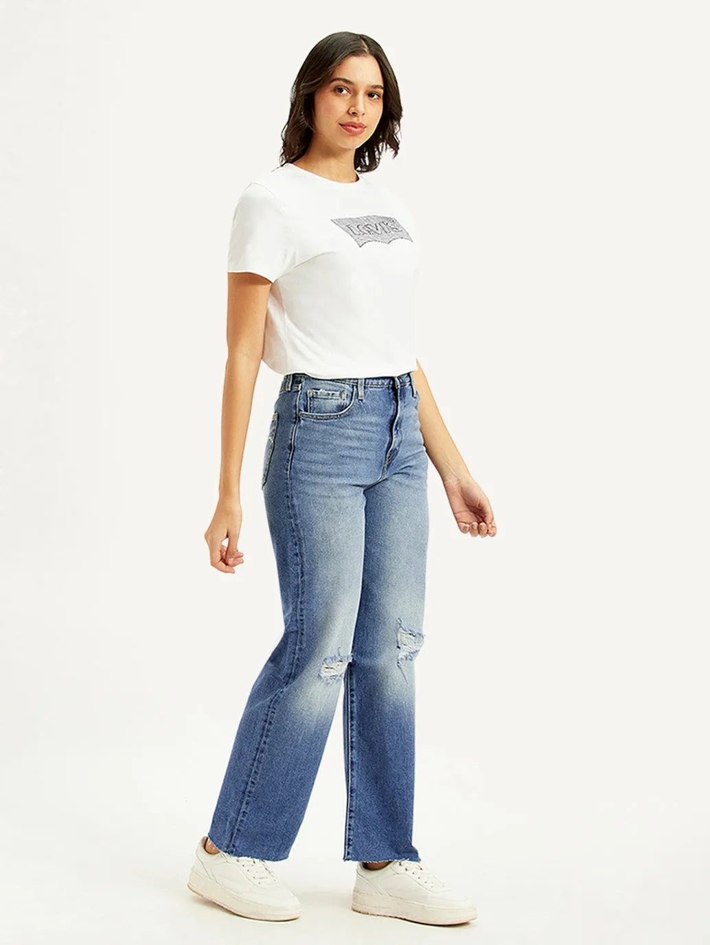 Weekend Getaway Outdoor Adventure Picnic Style Women's Blue Ribcage Straight Fit High Rise Jeans