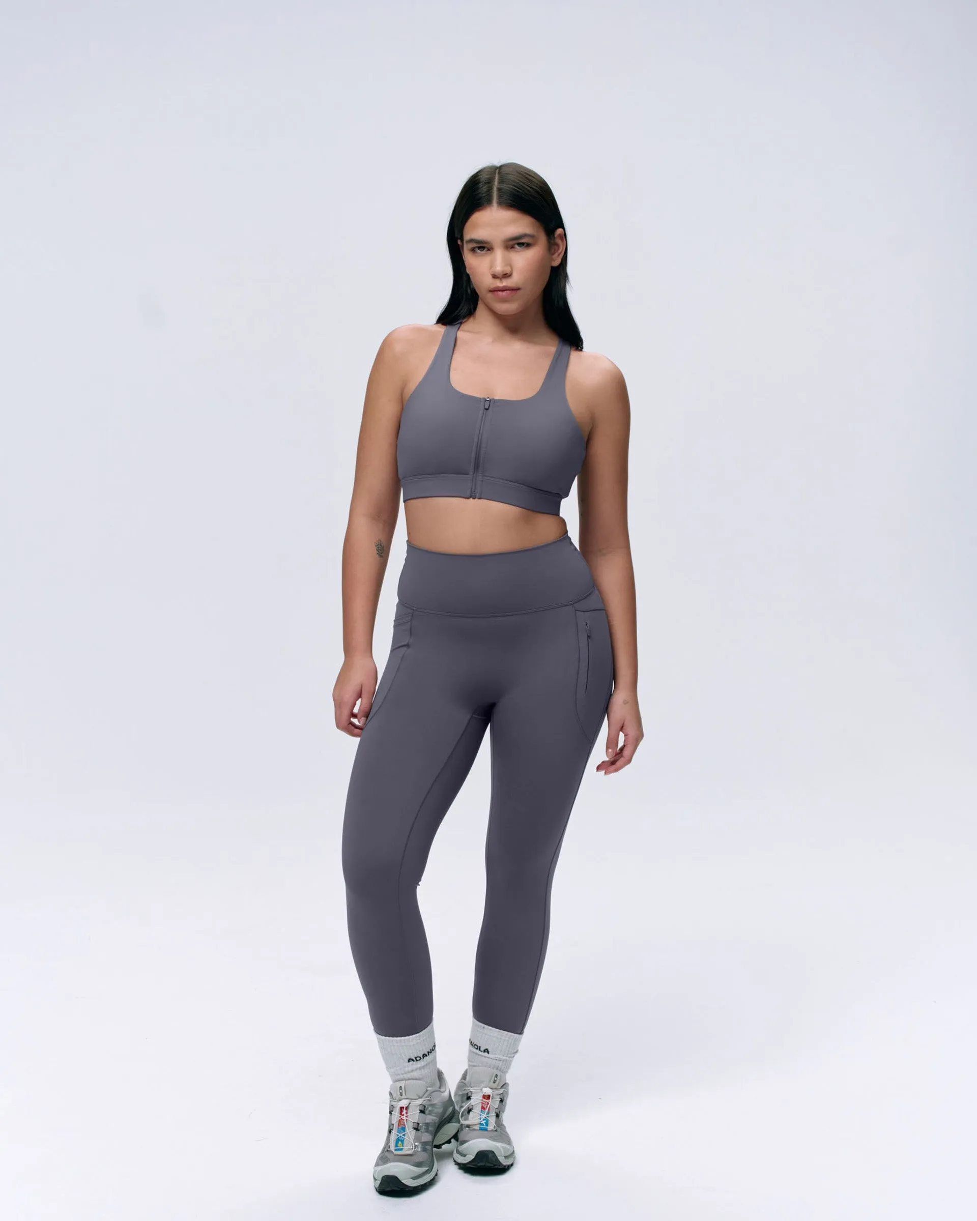 Ultimate Seam Detail Zip Pocket Leggings - Dark Grey Timeless Look