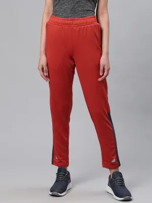 Eco Friendly Fabric Core Comfort Alcis Women Rust Orange Slim Fit Solid Cropped Running Track Pants