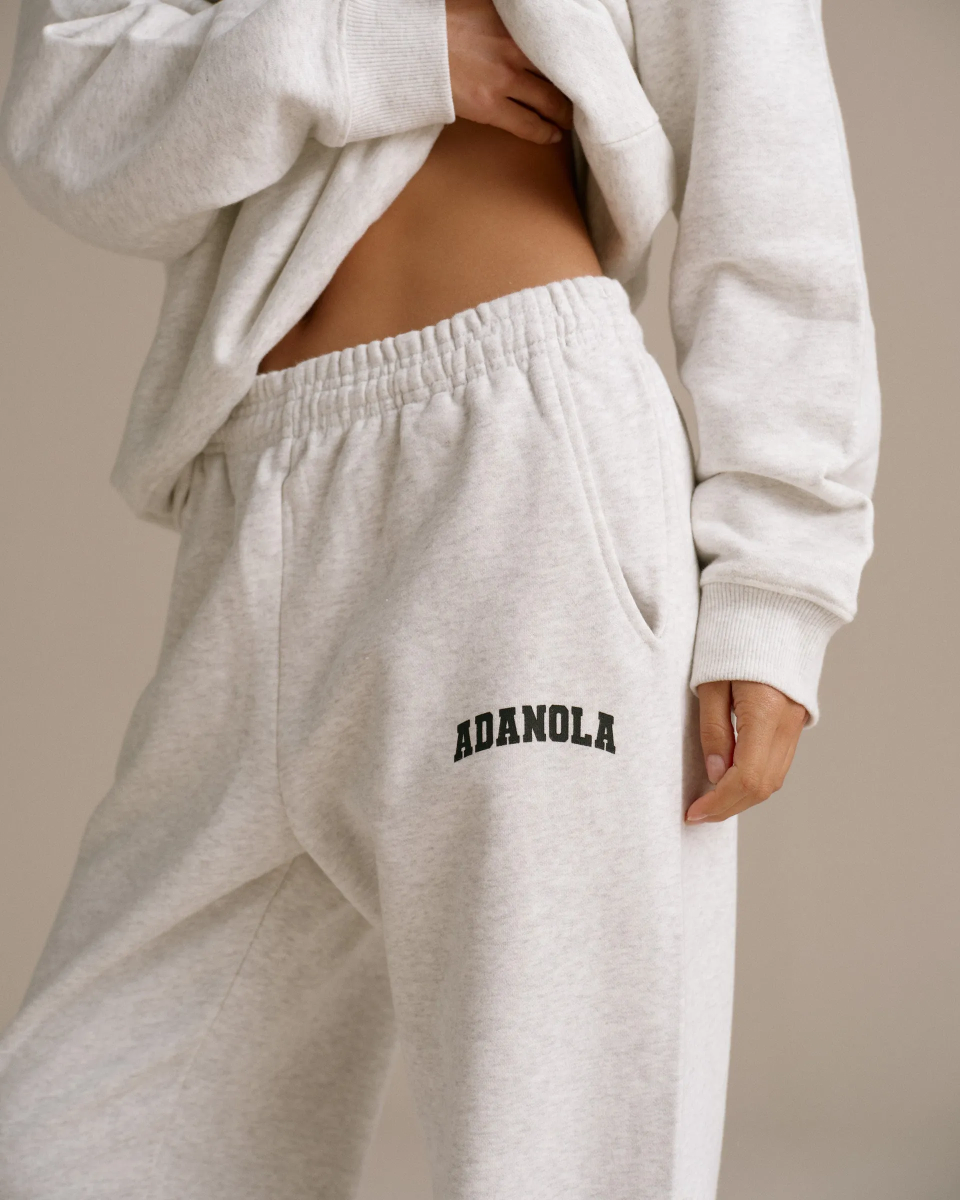 Striped Pattern Varsity Sweatpants - Light Grey Melange/Black