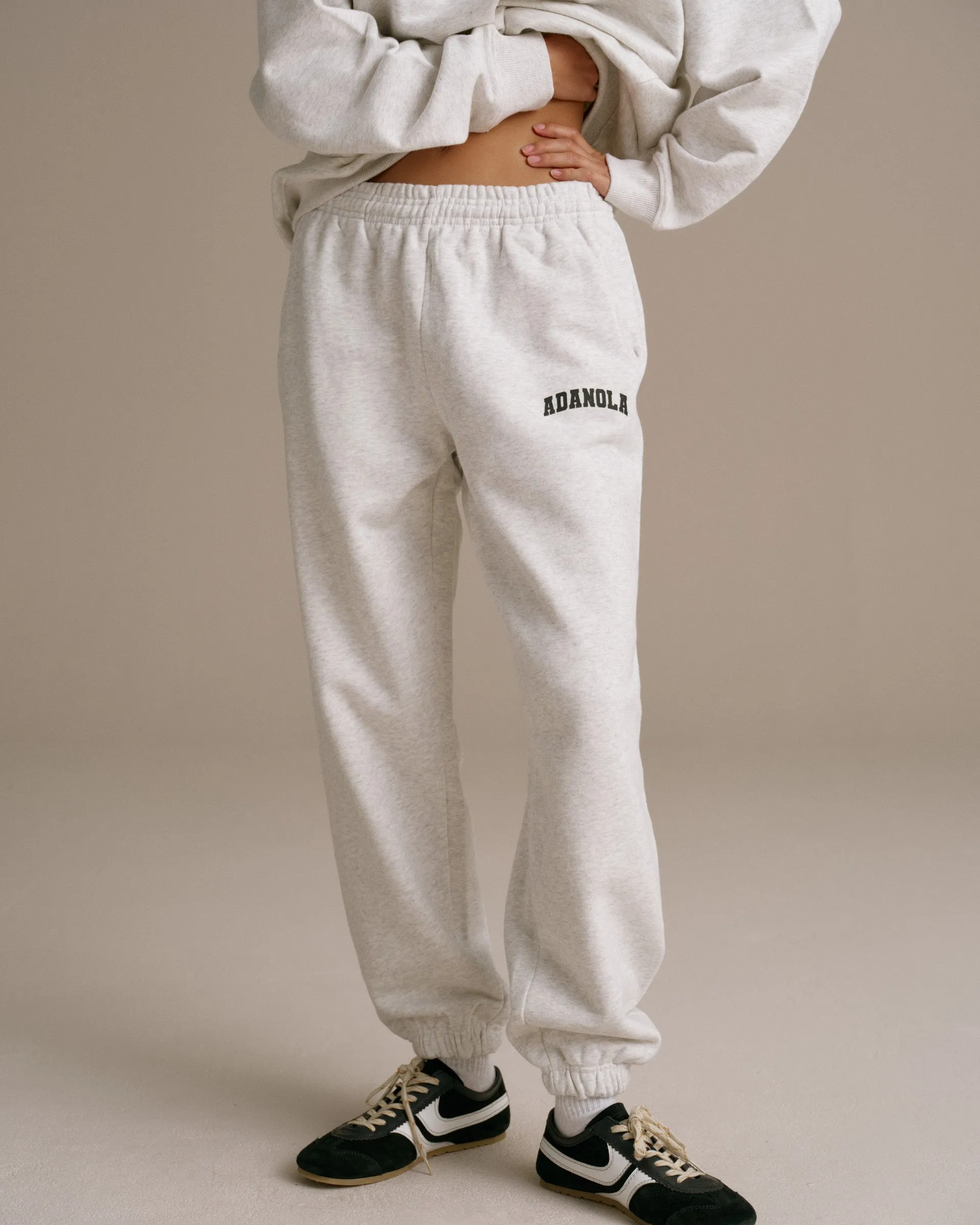 Varsity Sweatpants - Light Grey Melange/Black Active Wear Linen blend