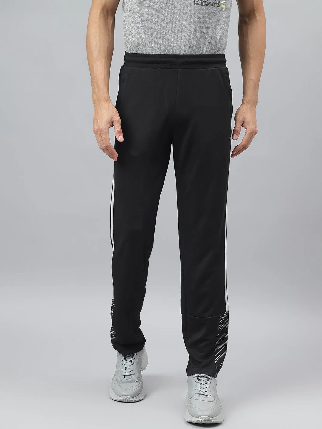 Alcis Men Black Anti-Static Slim-Fit Training Track Pants Quick-Dry Material