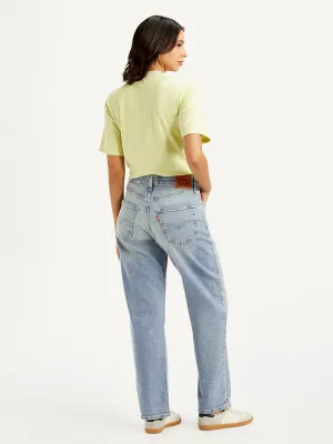 Women's 94 Light Blue Baggy Fit Mid Rise Jeans Office Wear Trendy Home Comfort Youth Style Stylish Road Trip