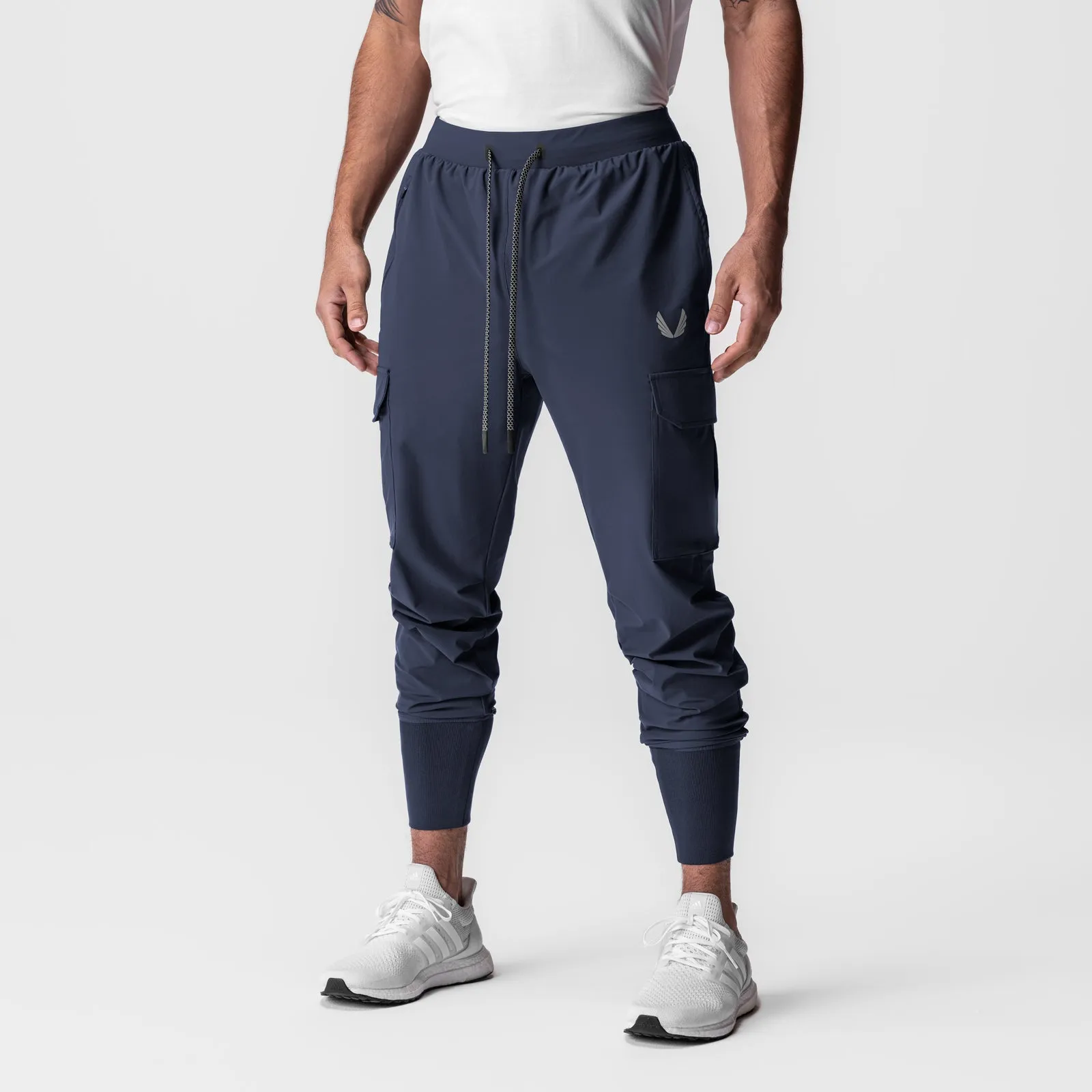 0825. Tetra-Lite? Cargo High Rib Jogger - Navy "Reflective" Reinforced Knees Structured Hemline