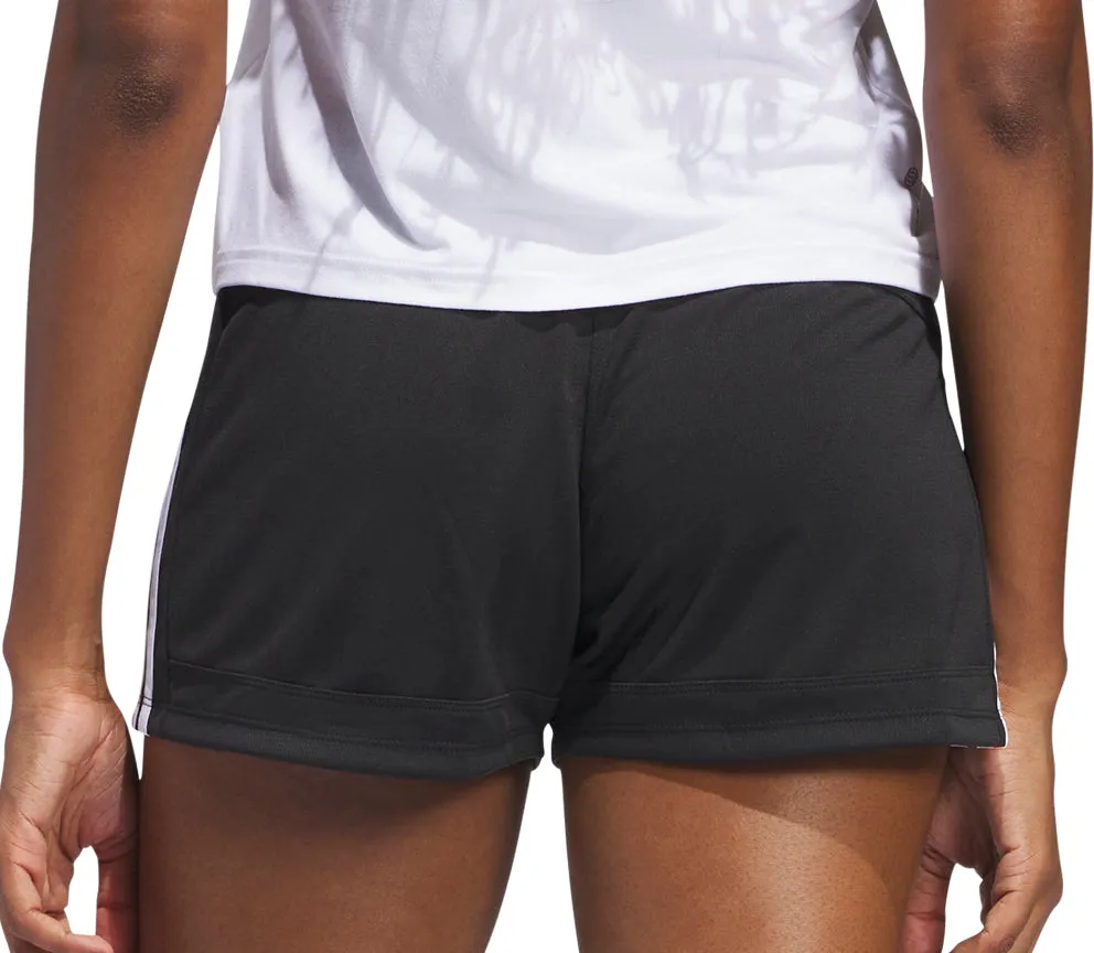 Fastening Closure Perfect Fit adidas Pacer 3 Stripes Knit Womens Training Shorts - Black