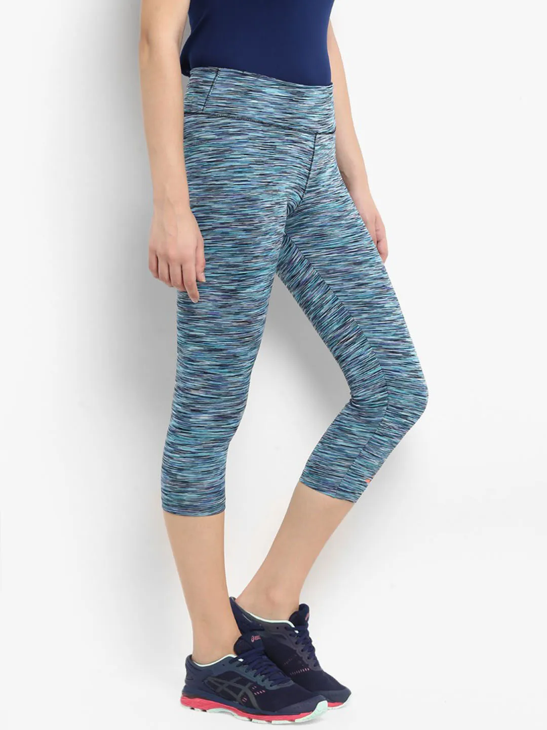 Wide Waistband Support Cozy Base Alcis Women Solid Blue Tights