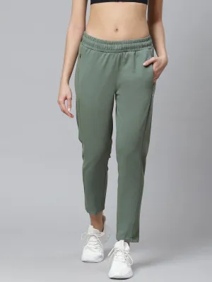 Alcis Women Solid Olive Track Pant Reinforced Pockets Reinforced Stress Points