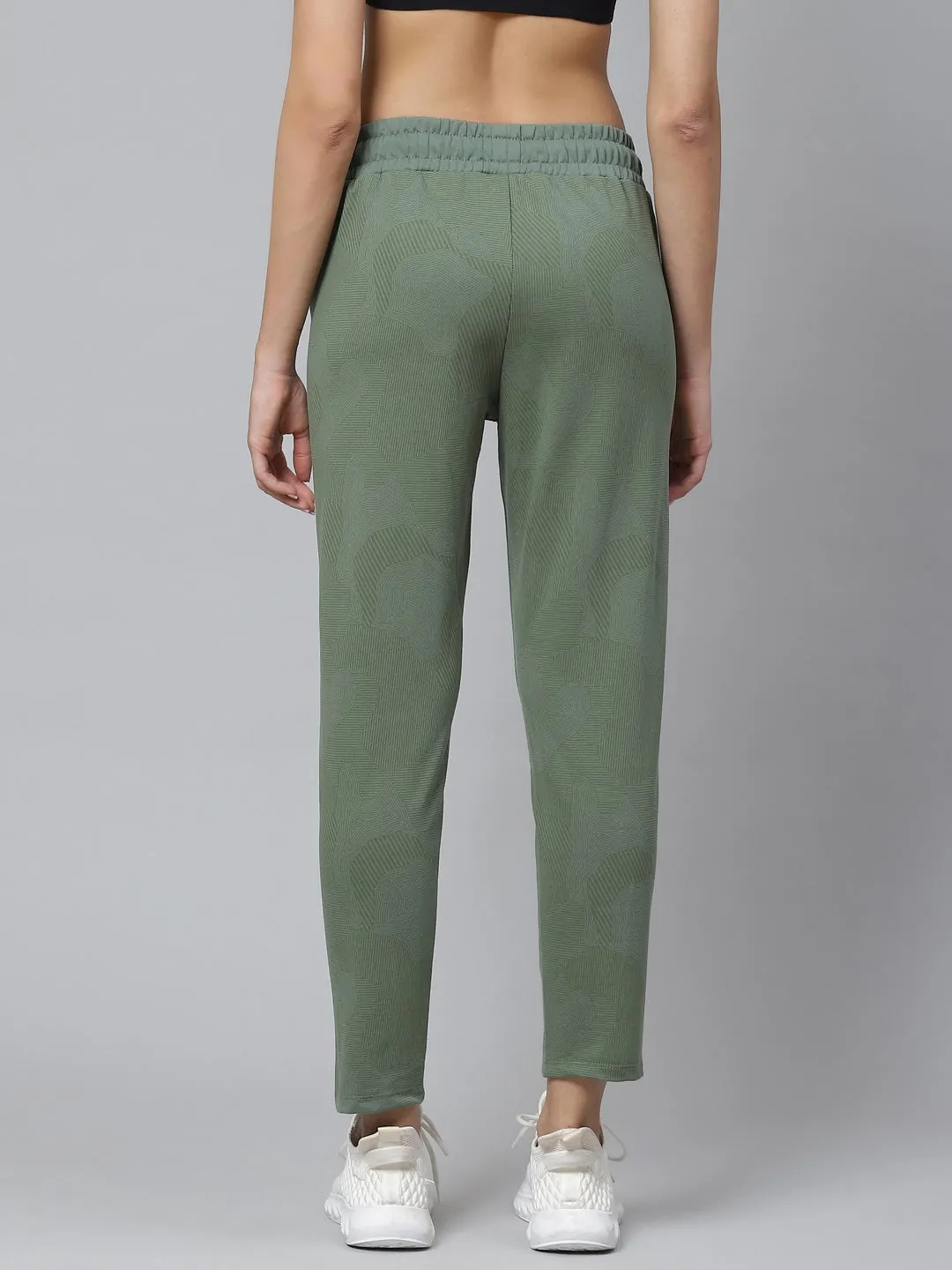 Alcis Women Solid Olive Track Pant Non Slip Waistband Reinforced Stress Points