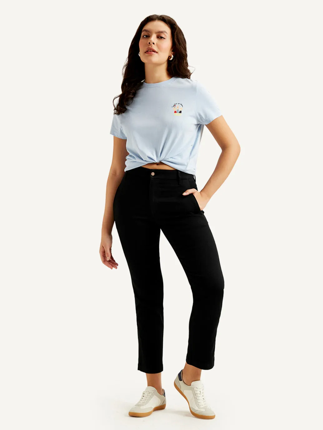 Effortless Look City Life Style Women's Redloop Black Wedgie Straight Fit High Rise Jeans