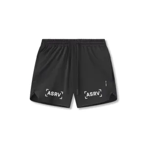 0993. AeroSilver? 5" Linerless Short - Black "Brackets" Rubberized Waistband