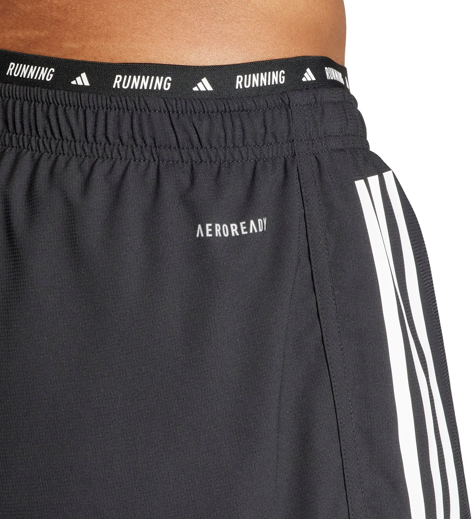 adidas Own The Run 3 Stripes 2 In 1 Mens Running Shorts - Black Fade Resistant Dye Mood Match