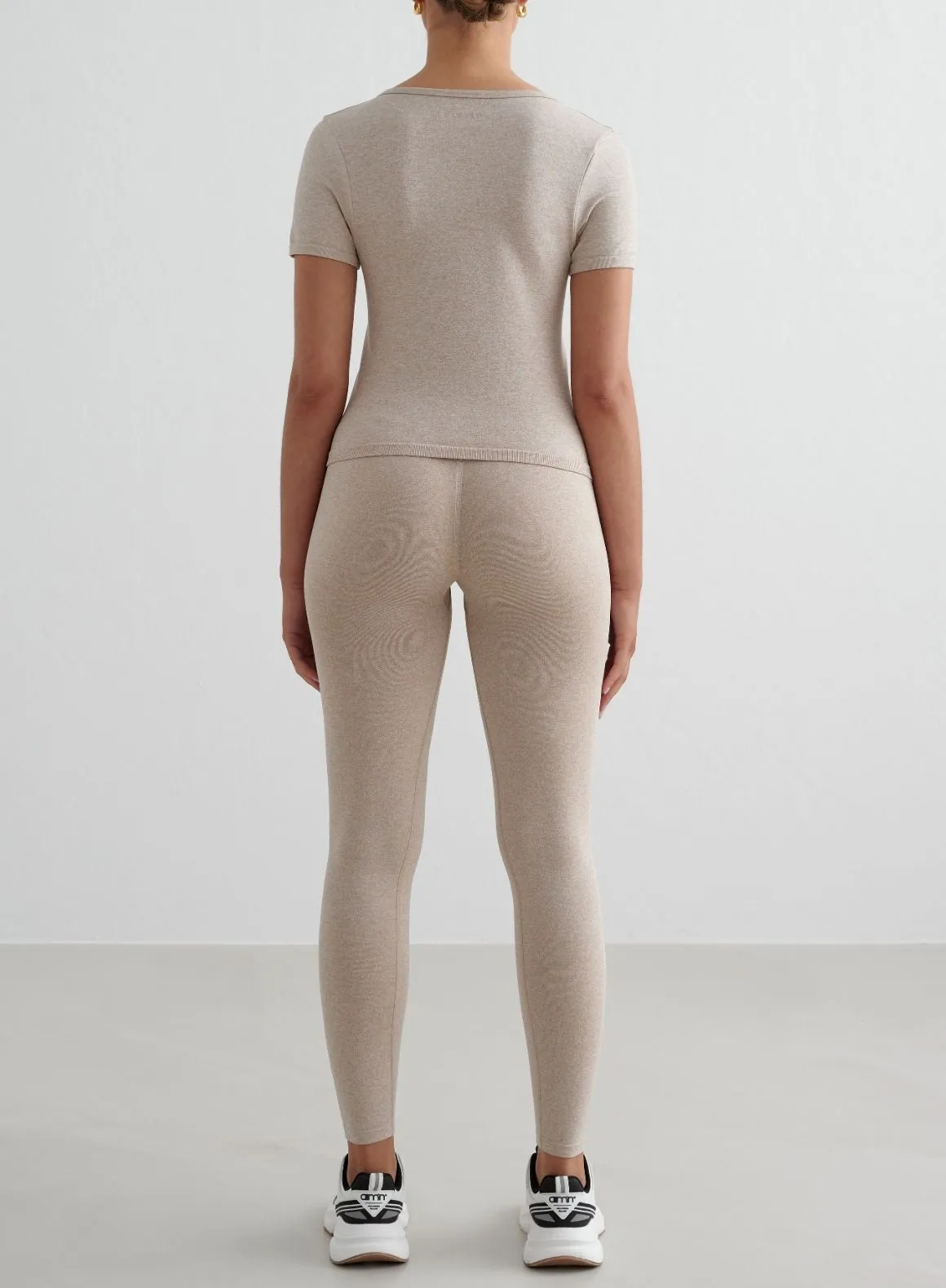 Relaxed and Comfy cycling outfit Beige Melange Shape Seamless Short Sleeve