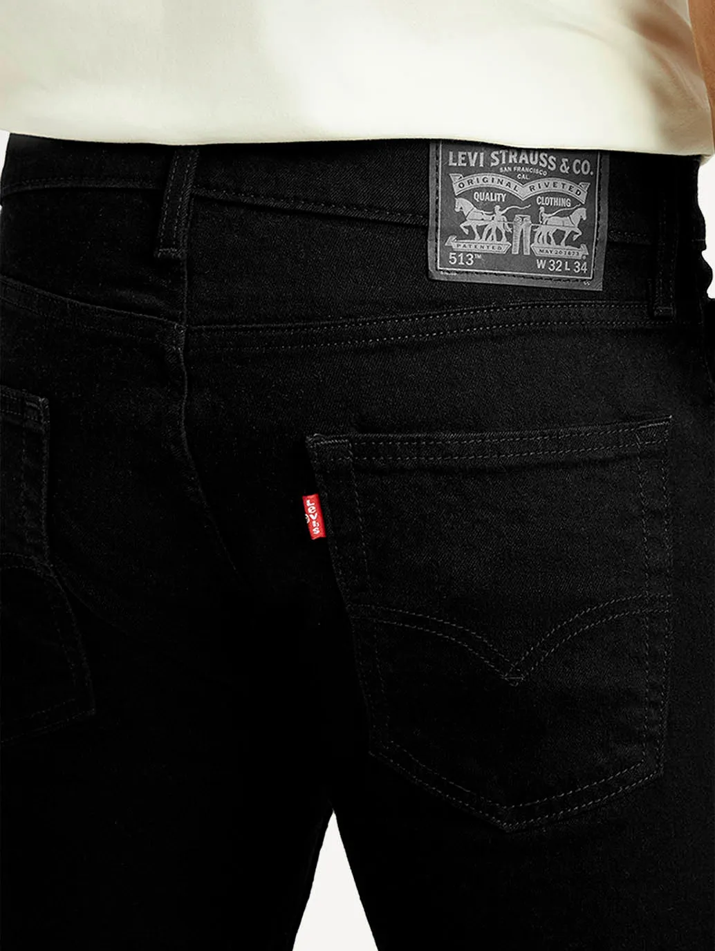 Light Comfort Men's 513 Black Slim Straight Fit Mid Rise Jeans