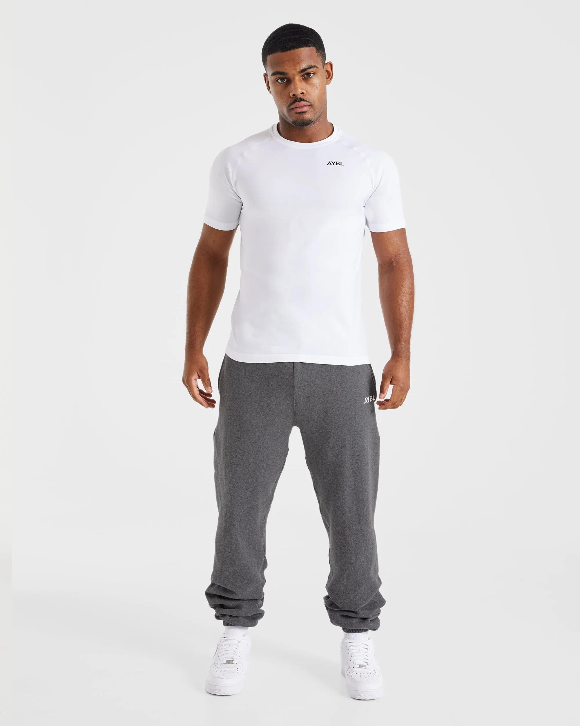 Feminine Cut Premium Stretch Essential Oversized Joggers - Charcoal Marl