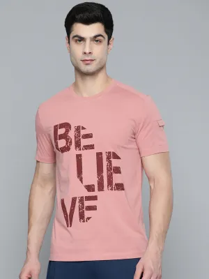 Cool Frame Alcis Men Dusty Pink Maroon Typography Printed T-shirt