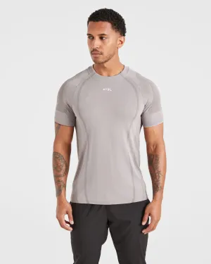 Attain Seamless T Shirt - Woodland Fog Embroidered Seam Free Shoulders
