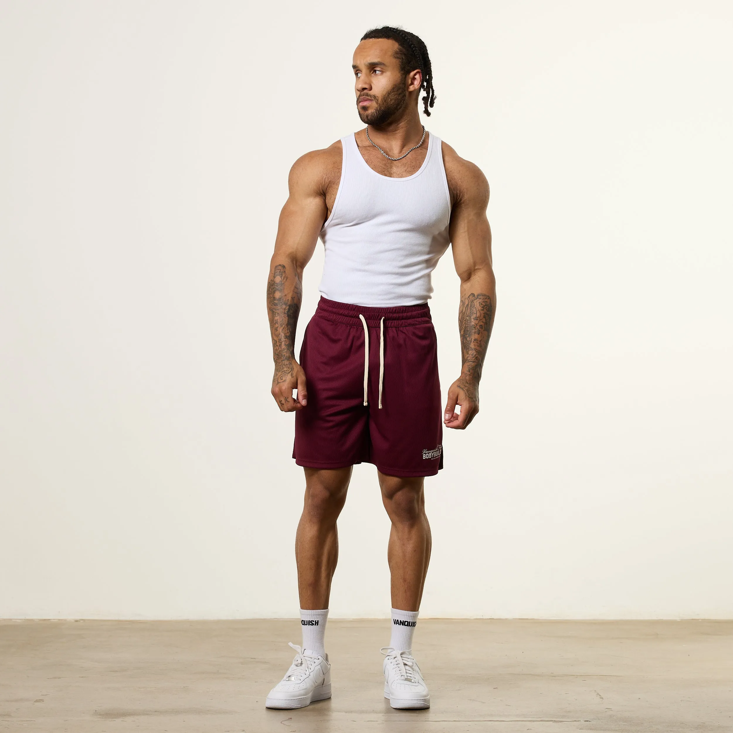 Anti - odor food industry Vanquish Bodybuilding Oxblood Mesh Shorts