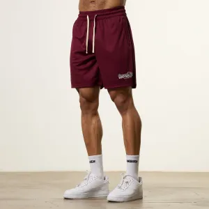 Flexible Gusset Stretchy Waist Vanquish Bodybuilding Oxblood Mesh Shorts