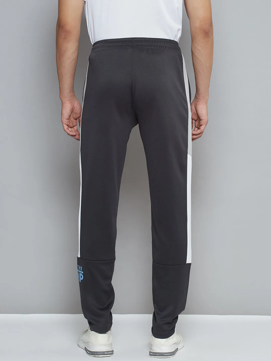Alcis Men Charcoal Grey Typography Print Slim Fit Running Track Pants Lightweight Construction Core Essential