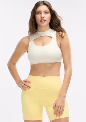 Cadent Rib Mock Neck Cutout Bra Zigzag stitching seams