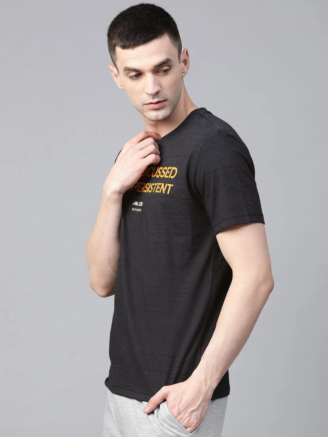 DurableThreadwork WrinkleFree Fabric Alcis Mens Solid Black Tshirt