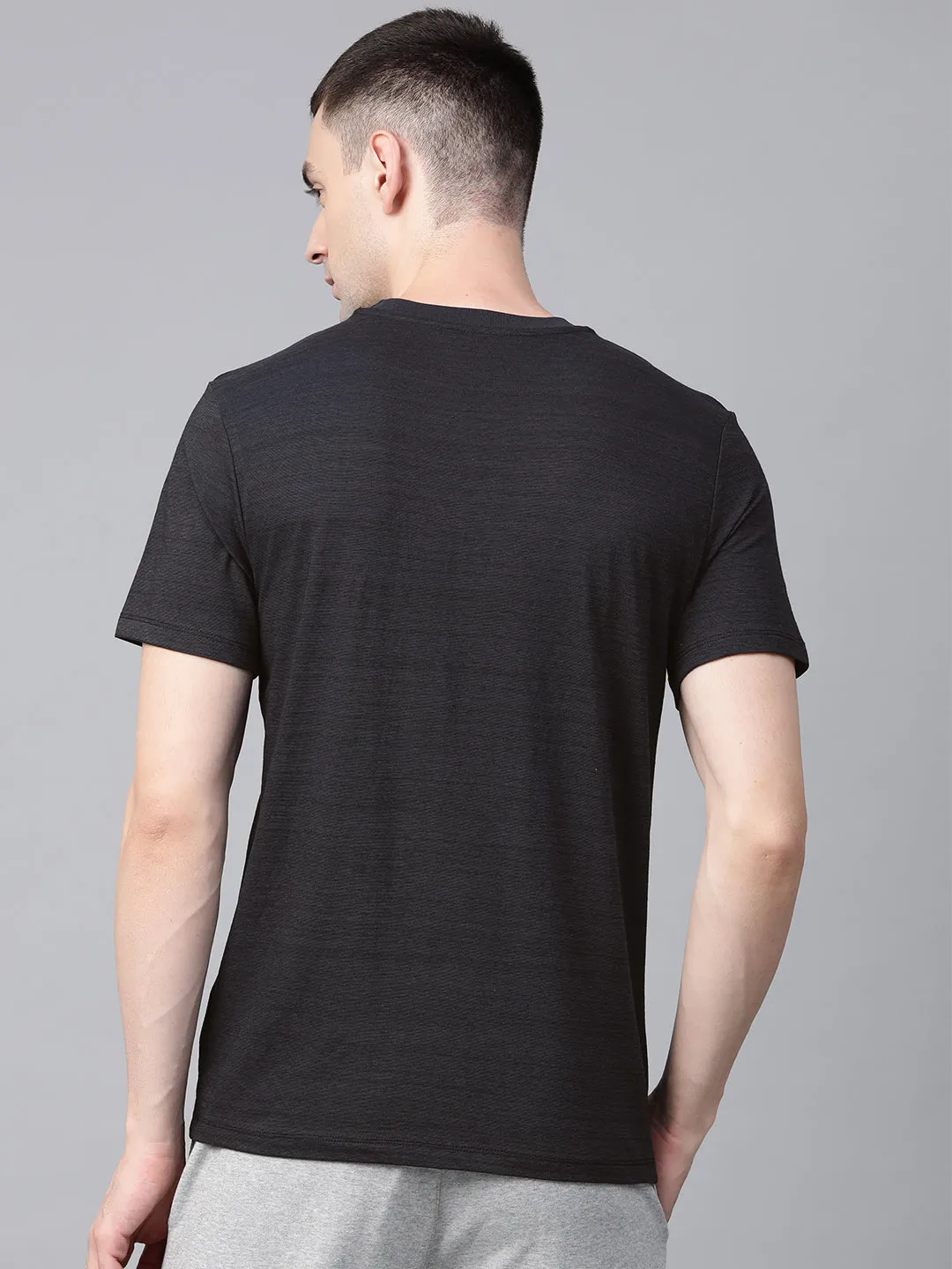 Hygienic Finish Reinforced Knees Alcis Mens Solid Black Tshirt
