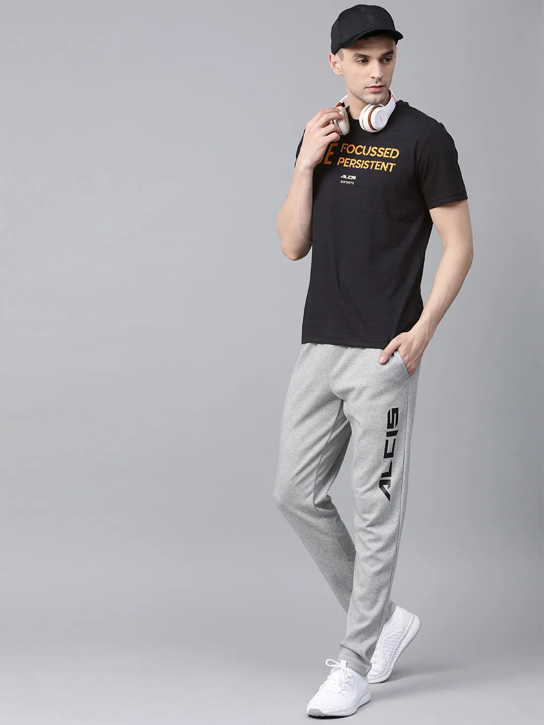 Alcis Mens Solid Black Tshirt Smart Glow Eco Core