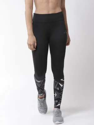 Alcis Women Black Printed Detail Tights Lounge Outfit Premium Stretch