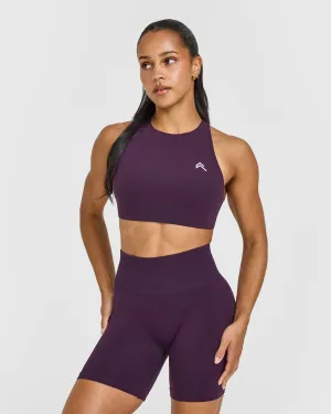 Clean Lines EasyLift? High Neck Sports Bra | Blackberry Purple Fast Move Tagless Design