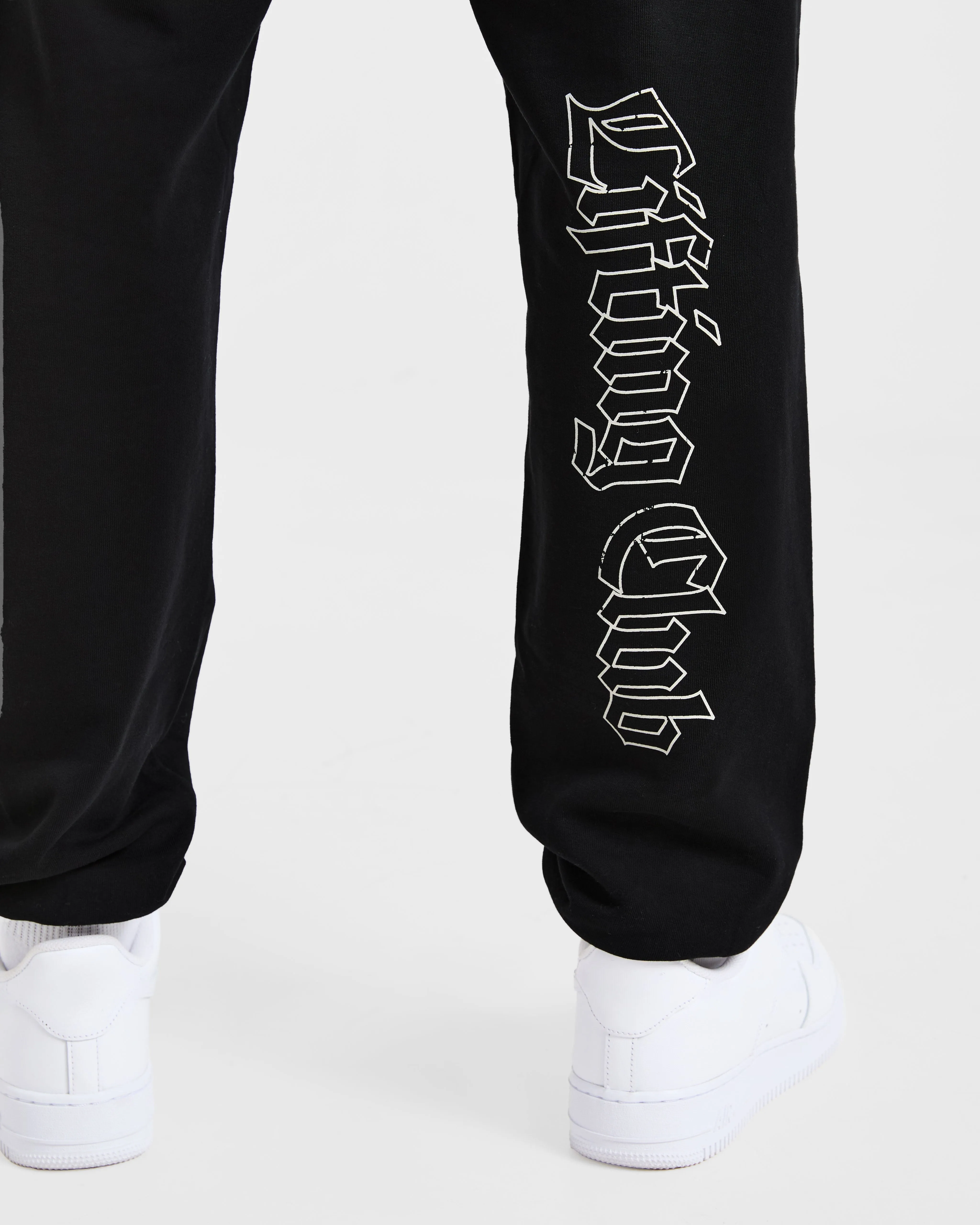 Compact Storage Adjustable drawstring Lifting Club Gothic Oversized Joggers - Black/Off White