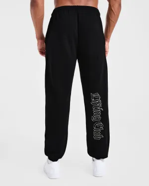 Lifting Club Gothic Oversized Joggers - Black/Off White Stain Release Finish