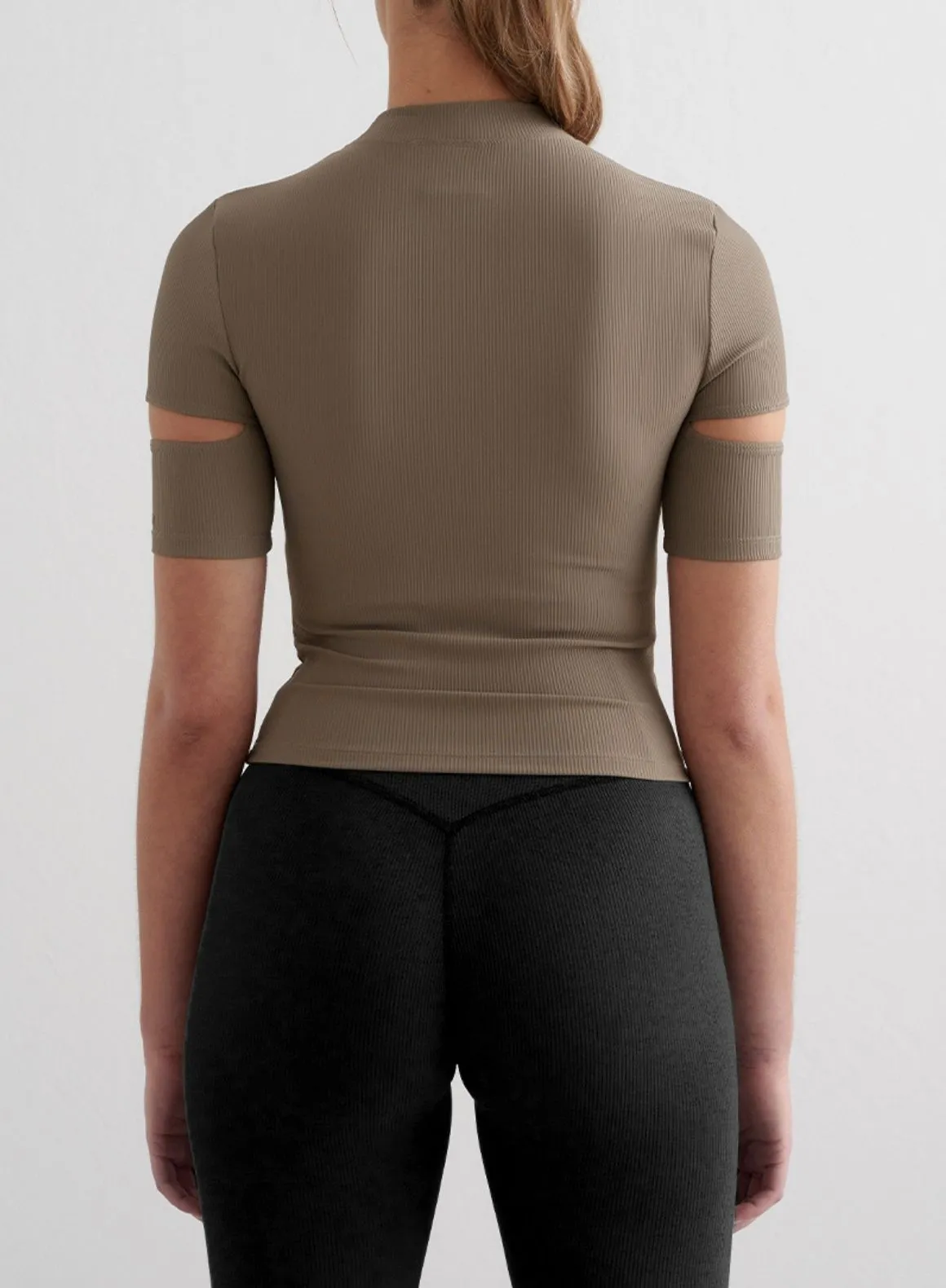 Picnic Nougat Ribbed Performance Cut Out Top