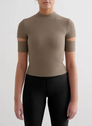 Summer Wear Zero Waste Production Nougat Ribbed Performance Cut Out Top
